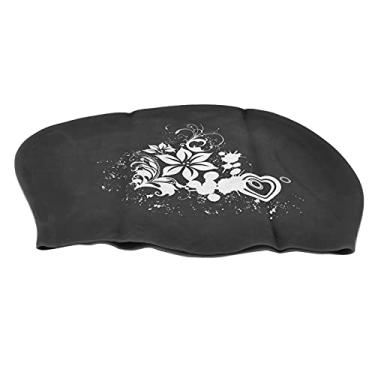 Imagem de Generic Touca de Natação para Mulheres e Homens, Toucas de Natação Estampadas para Mulheres e Crianças para Entusiastas da para Nadadores para e Homens (Preto)