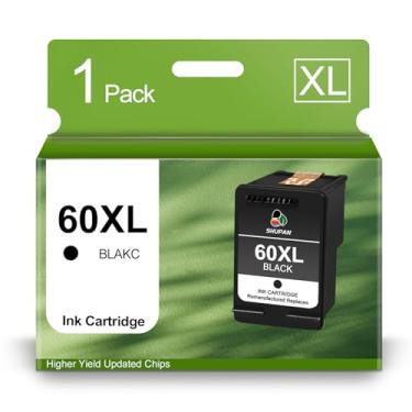 Imagem de Cartucho de tinta preto 60XL para HP 60 para HP Envy 100 110 120 PhotoSmart C4780 C4795 C4680 C4650 D110 D110a DeskJet F4280 F4480 F4580 D2530 D25455 Impressora (1 Preto)