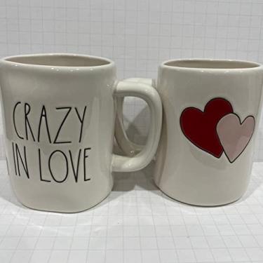 Imagem de Caneca Rae Dunn CRAZY IN LOVE - dupla face - cerâmica - Dia dos Namorados - segura para lava-louças e micro-ondas - 473 ml