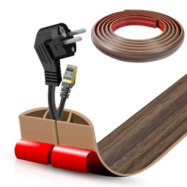 Imagem de Capa de cabo de piso autoadesiva, gerenciamento de cabos de 3 m, protetor de extensão para fios, evita viagens de cabos para escritórios, academias, exposições. Cavidade: 1,2 cm (L) x 0,9 cm (A