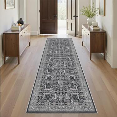 Imagem de ComiComi Tapete de corredor lavável de 5 x 20 cm – Antiderrapante Vintage Cozinha Tapetes Longos Desgastados de Pelo Baixo para Corredor Impermeável Medalhão Tapete Interior para Sala de Estar Quarto