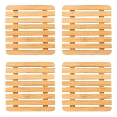 Imagem de Kit 4 Descanso De Panela De Bambu Quadrado De Mesa Cozinha Bambu - YAN