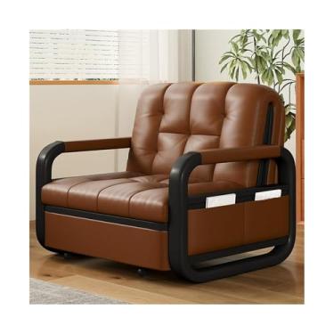 Imagem de Sofá-cama dobrável Cama expansível de uso individual com almofada marrom coco e sofá dobrável(X-Large)