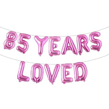 Imagem de Faixa de balão amada por 85 anos, guirlandas de glitter multicoloridas para artigos de decoração de festa de aniversário de 85 anos/casamento (85 YEARS LOVED Rose Red)