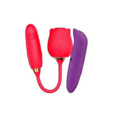 Imagem de Kit Vibrador Sugador Feminino Recarregável Em Formato De Rosa + Vibrador Golfinho Ponto G