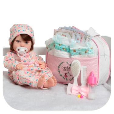 Imagem de Boneca Reborn Bebê Fio a Fio Realista Bolsa Itens Pijama