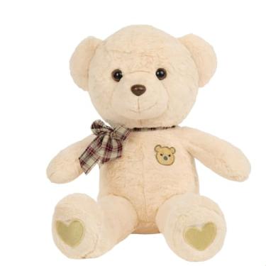 Imagem de Urso de Pelúcia 55cm com Laço Xadrez e Bordado de Ursinho (BEGE)