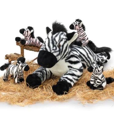 Imagem de Conjunto Zebra Tezituor de pelúcia para mamãe de 25 polegadas com 4 be