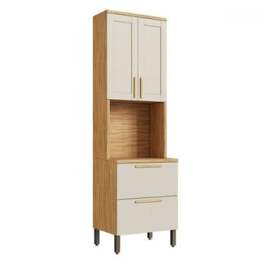 Imagem de Paneleiro Riesling 4 Portas 2 Prateleiras 100% Mdf Amêndoa/Off White -