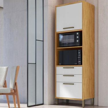 Imagem de Torre Quente Syrah 2 Portas 2 Gavetas 100% Mdf Amêndoa/Branco - Rio Do