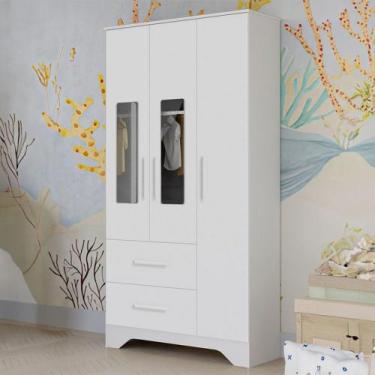 Imagem de Guarda-Roupa de Bebê Popy Retrô 3 Portas 2 Gavetas 100% Mdf 3 Pratelei