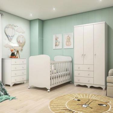 Imagem de Quarto de Bebê Completo Junior Uli 3 Portas 7 Gavetas 100% Mdf Branco 