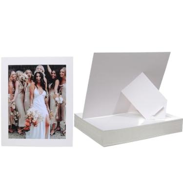 Imagem de Litpoetic 50 porta-retratos de papel em pé, 21 x 28 cm, moldura de papelão com cavalete, porta-certificados de papel, porta-documentos, exibição a granel, galeria de parede, branca