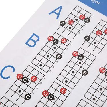 Imagem de SPYMINNPOO Gráfico de Acordes de Guitarra Baixo Durável Ferramenta de Prática de Dedo para Músicos Iniciantes Adequado para Baixistas de 4 Cordas Feito de Papel de Arte