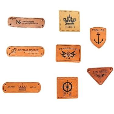 Imagem de 25 etiquetas de couro PU unissex estampadas design vintage etiquetas de marca duráveis para roupas, bolsas e chapéus detalhes costurados, A 7