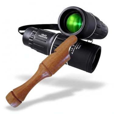 Imagem de Apito De Madeira Inhambu Açu Modelo 09 + Luneta Observação de Pássaros