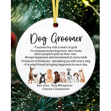 Imagem de Presentes de tosador de cães para mulheres e homens, enfeites de tosador de cães, presentes de salão de beleza, enfeites de Natal de cerâmica para decorações de árvores