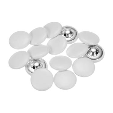 Imagem de Generic 15 botões revestidos de couro 40L 25 mm haste de metal botões de costura redondos para ternos de noiva, blusas de vestido, artesanato, branco