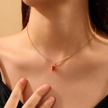 Imagem de Colares de ouro para mulheres, banhado a ouro 14K, pedra do mês de nascimento esmeralda delicada, pingente de zircônia cúbica de 12 meses com elos ajustáveis, presentes de aniversário personalizados