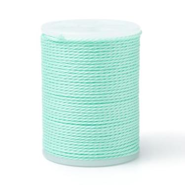 Imagem de Cordão torcido encerado redondo de 1 mm, 12 metros, fio de poliéster encerado, corda para pulseiras trançadas faça você mesmo, colar de joias, artesanato de costura de macramê, verde claro