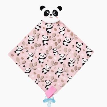 Imagem de Naninha Para Bebê Paninho Bichinho com Prendedor de Chupeta (Panda Rosa)