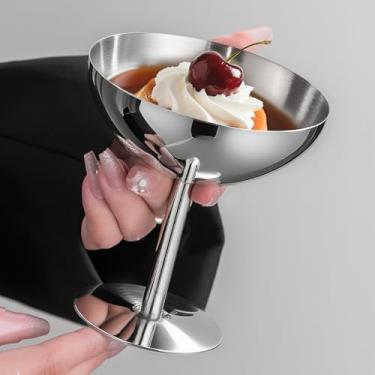 Imagem de Tigelas de sorvete, 1 peça – Copos de sobremesa elegantes de aço inoxidável, tigela com pés para sorvete, bagatela e muito mais – Perfeito para festas, casamentos e uso doméstico