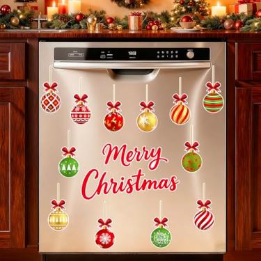 Imagem de FYSUIMU 16 peças de ímãs de lava-louças Feliz Natal arco bola ornamento cozinha adesivos magnéticos decoração para frigorífico feriado geladeira carro garagem porta