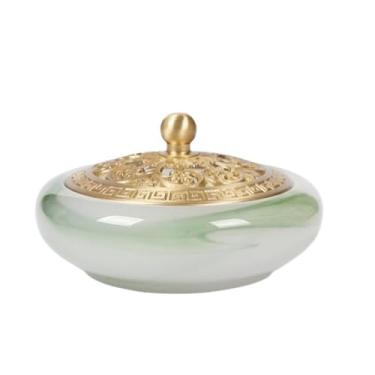 Imagem de Porta-incenso decorativo Queimador de incenso de jade doméstico, suporte de incenso interno para aromaterapia/ioga/meditação/decoração de sala de estar e escritório(Green)