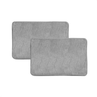 Imagem de Tapetes de Banheiro Antiderrapante Emborrachado Macio Soft 60x40cm (2, Cinza Escuro)