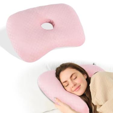 Imagem de x-vesolje Travesseiro de piercing de orelha para pessoas que dormem de lado com um orifício de ouvido para CNH e dor de ouvido, inflamação de ouvido, infestação de pressão, travesseiro de algodão em