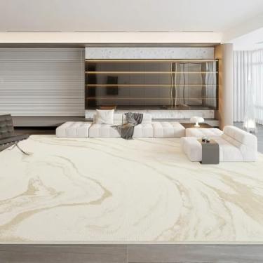 Imagem de Tapetes de decoração para quarto de área grande, estilo creme, para sala de estar, macio e fofo, tapete de pelúcia grosso para casa (200x300 cm/E)