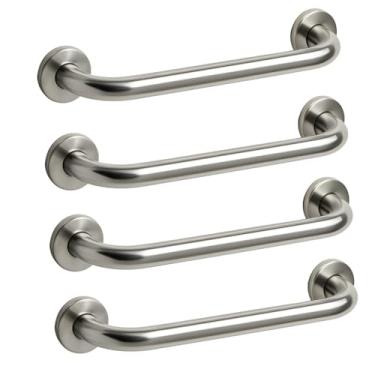 Imagem de Kit 4 Barras de Apoio 80cm Cromada Aço Inoxidável Polido Barra de Apoio para Box Banheiro Idoso Deficiente Premium