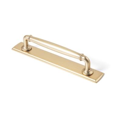 Imagem de Goo-Ki Puxadores de armário com placa traseira/base 5,04" (128 mm) c-c - pacote com 2 puxadores de cozinha de bronze champanhe com espaçador ferragem de barra de liga de zinco