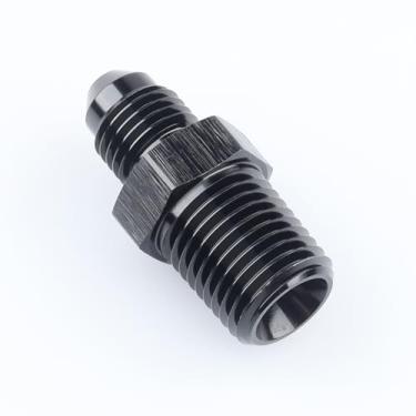 Imagem de Adaptador de mangueira macho de alumínio 4AN Flare para 1/4 NPT com conector de tubo de óleo de combustível, JIC 4AN 7/16-20 Fio macho para fio macho 1/4 NPT preto anodizado