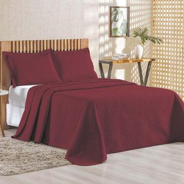 Imagem de Kit Cobre Leito Colcha Ideale Queen 3 Peças Matelado Geométrico - Vinho - 100% Poliéster
