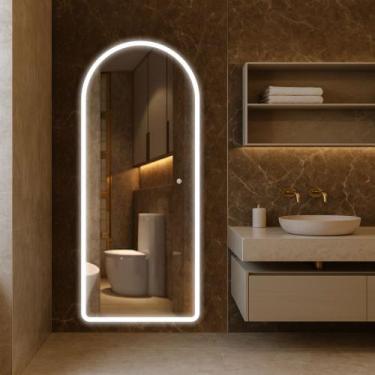 Imagem de Espelho Jateado Led Bivolt Touch Luxo Hall Especial Sala Cozinha Quart