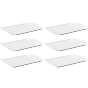 Imagem de Jogo 6 Bandejas Para Servir Branca 34,7x23,5cm Plástico Coza Uno Horec
