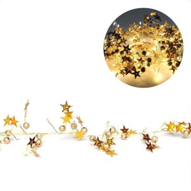 Imagem de Cordão Luminoso Natalino 1,8 Metros Led Estrelas Douradas