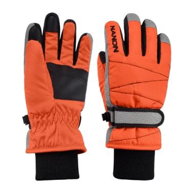 Imagem de Luvas de esqui Triwond para crianças – Luvas térmicas de lã térmicas para neve e inverno com snowboard à prova de vento para meninos e meninas, Laranja, M (9-14 years old)