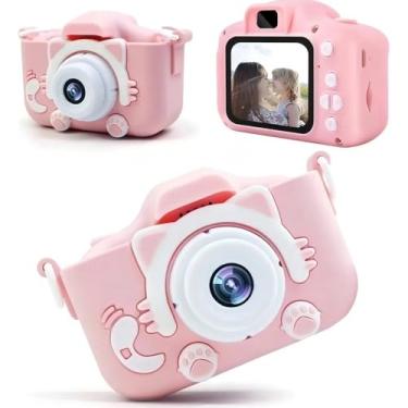 Imagem de Câmera Digital Infantil, LCD Display, Recarregável, Antichoque, com Jogos e Vídeo HD, Rosa, para Crianças 4-12 Anos