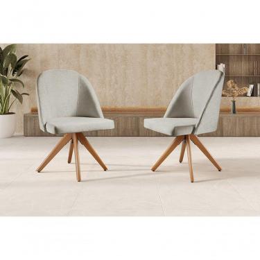 Imagem de Poltrona Lua Base Giratória De Madeira linho Cinza Claro 101