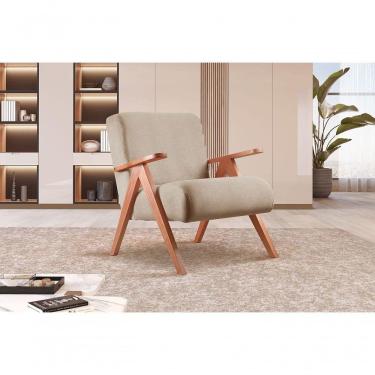 Imagem de Poltrona Braço De Madeira Laguna Cor:linho Bege 103