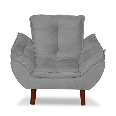 Imagem de Mini Poltrona Cadeira Infantil De Criança Suede Cinza Claro Pés Palito
