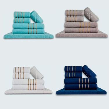 Imagem de Jogo De Toalhas 24 P?s Cole??o Montreal 100% Algod?o Vd+cz+br+az