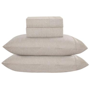 Imagem de Jogo De Cama Lençol Queen Plysce Percal 300 Fios 4 Peças Bege 100% Poliéster