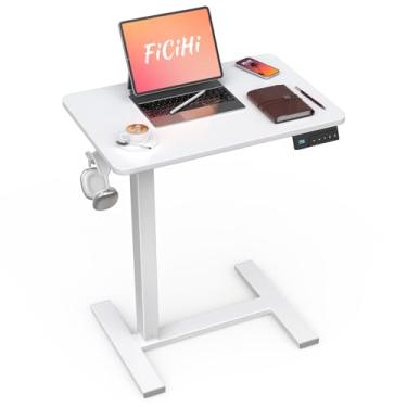 Imagem de FiCiHi Mesa elétrica pequena – mesa de cabeceira para laptop de altura ajustável com rodas, móvel, mesa de trabalho portátil para computador com rodinhas para escritório em casa, sofá, sofá (71 x 40