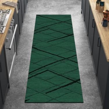 Imagem de Tapetes Para Corredor Verde, Lavável Antiderrapante 120x160cm Patchwork Runners Mat Non Slip Runner Tapetes Para Cozinha Quarto Porta Escada, Green, 70x500CM