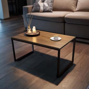 Imagem de Mesinha de Centro Industrial Decorativa de Sala Pés De Ferro MDF BRANCO, PRETO OU FREIJÓ(MARROM)