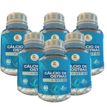 Imagem de Cálcio De Ostra - 60 Caps 500Mg Kit Com - 6 Potes - Lider Vendas