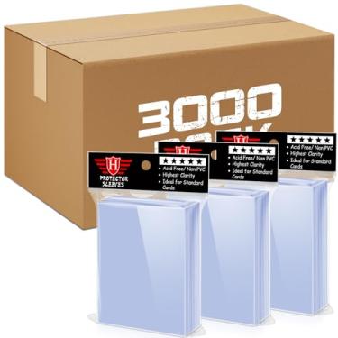 Imagem de Capas de cartão de 3000 contagens TopLoaders para cartas colecionáveis, capas de cartão de beisebol macias e transparentes protetoras de cartão de plástico para cartas padrão de futebol e esportes